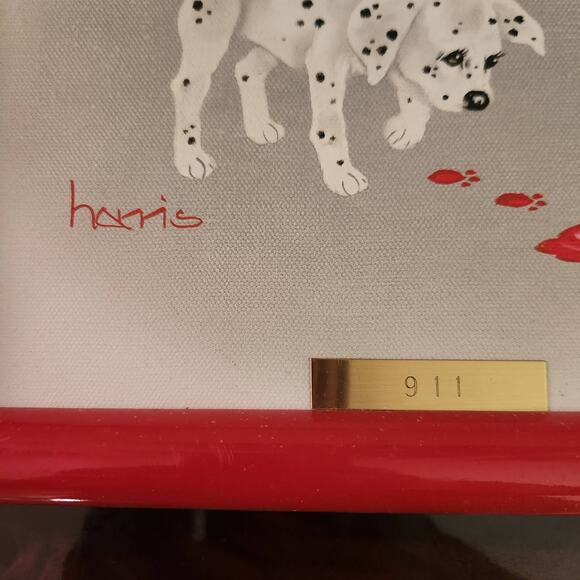 Peggy Harris Original Canvas Oil Painting Dalmatian Dog Spilled Paint Framed 911 - Picture 2 of 5